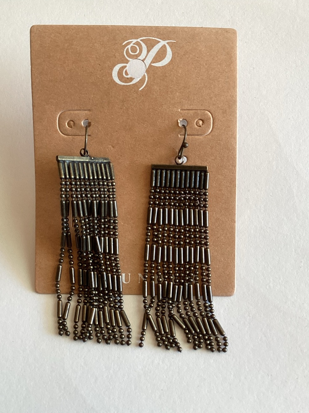 Plunder Black Beaded Fringe Earrings